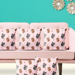 ArtzFolio Pink & Brown 5 Pieces Abstract Square Cushion Covers-image-98