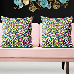 ArtzFolio Green & Pink 5 Pcs Square Cushion Covers-image-54