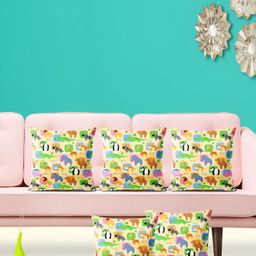 ArtzFolio Green & Blue 5 Pieces Abstract Square Cushion Covers-image-92