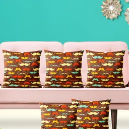ArtzFolio Brown 5 Pieces Abstract Square Cushion Covers-image-96