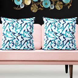 ArtzFolio White & Blue 5 Pieces Abstract Printed Square Cushion Covers-image-54