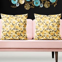 ArtzFolio Yellow 5 Pieces Floral Square Cushion Covers-image-53