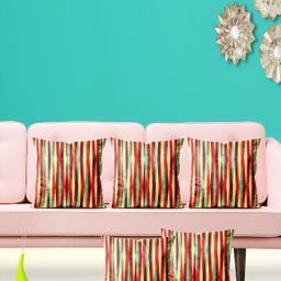 ArtzFolio Green & Red 5 Pieces Striped Square Cushion Covers-image-26