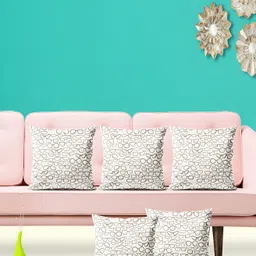 ArtzFolio Grey and White 5 Pieces Self Design Square Cushion Covers-image-9