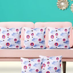 ArtzFolio White 5 Pieces Abstract Square Cushion Covers-55