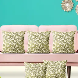 ArtzFolio Green 5 Pieces Printed Square Cushion Covers-image-7