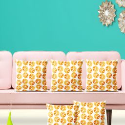 ArtzFolio White & Orange 5 Pieces Abstract Printed Square Cushion Covers-image-63