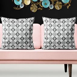 ArtzFolio Grey 5 Pieces Geometric Printed Square Cushion Covers-2