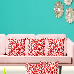 ArtzFolio White & Red 5 Pieces Square Cushion Covers-image-79