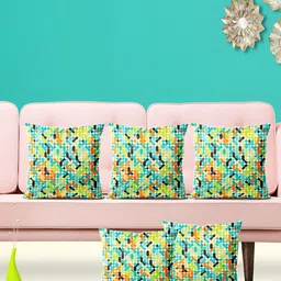 ArtzFolio Blue 5 Pieces Abstract Square Cushion Covers-image-50