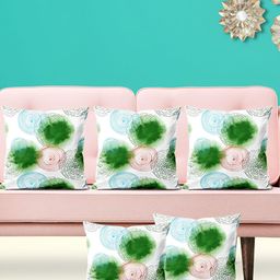 ArtzFolio Green & Blue 5 Pcs Square Cushion Covers-image-79