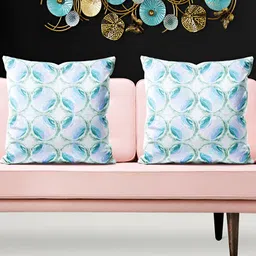 ArtzFolio Blue 5 Pieces Geometric Square Cushion Covers-image-33
