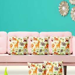 ArtzFolio Orange & Off-White 5 Pcs Square Cushion Covers-image-78