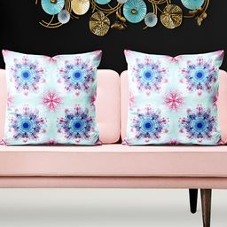 ArtzFolio Blue & Pink 5 Pieces Abstract Square Cushion Covers-image-92