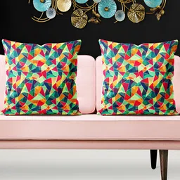 ArtzFolio Red & Green 5 Pieces Abstract Printed Square Cushion Covers-image-16