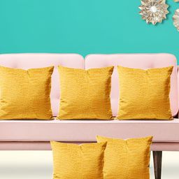 ArtzFolio Yellow & White 5 Pieces Abstract Printed Square Cushion Covers-image-77