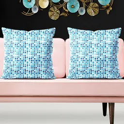 ArtzFolio Blue & White 5 Pieces Geometric Square Cushion Covers-image-93
