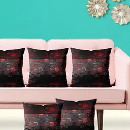 ArtzFolio Brown 5 Pieces Printed Square Cushion Covers-image-95