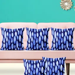 ArtzFolio Blue 5 Pieces Geometric Printed Square Cushion Covers-image-17