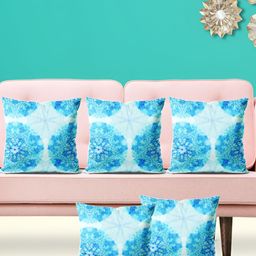 ArtzFolio White & Blue 5 Pieces Square Cushion Covers-image-79