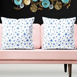 ArtzFolio White & Blue 5 Pcs Square Cushion Covers-image-115