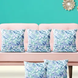 ArtzFolio Blue and Green 5 Pieces Abstract Printed Square Cushion Covers-3