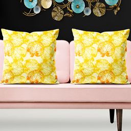 ArtzFolio White & Yellow 5 Pieces Floral Printed Square Cushion Covers-picture-10
