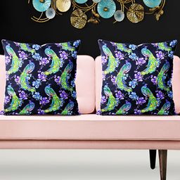 ArtzFolio Green & Black Printed 5 Pieces Square Cushion Covers-24