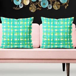 ArtzFolio Green & White 5 Pcs Square Cushion Covers-image-75