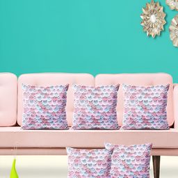 ArtzFolio Blue & Pink 5 Pieces Abstract Square Cushion Covers-image-84