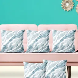ArtzFolio White & Blue 5 Pieces Abstract Square Cushion Covers-image-75