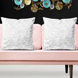 ArtzFolio White 5 Pieces Abstract Square Cushion Covers-image-42