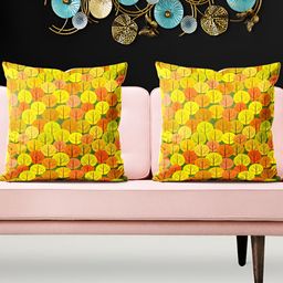 ArtzFolio Yellow & Orange 5 Pieces Floral Printed Square Cushion Covers-image-52