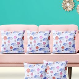 ArtzFolio Blue & Purple 5 Pieces Abstract Printed Square Cushion Covers-30