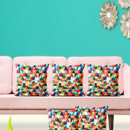 ArtzFolio Green & Blue 5 Pieces Geometric Printed Square Cushion Covers-image-76