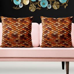 ArtzFolio Brown 5 Pcs Geometric Square Cushion Covers-image-11