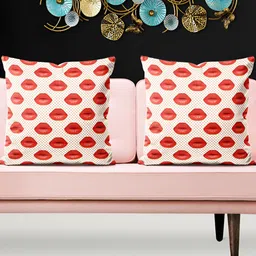 ArtzFolio Cream & Red 5 Pieces Lips Printed Square Cushion Covers-image-50