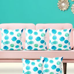 ArtzFolio White & Blue 5 Pieces Printed Square Cushion Covers-image-68