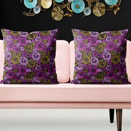 ArtzFolio Black & Purple 5 Pieces Printed Square Cushion Covers-26