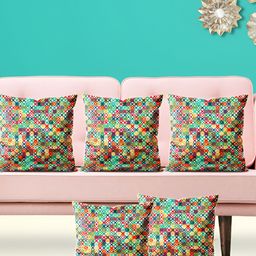 ArtzFolio Green & Brown 5 Pcs Square Cushion Covers-image-16