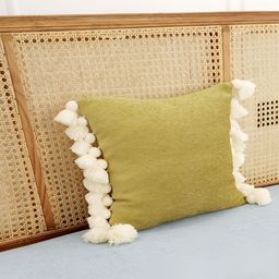 THROWPILLOW Olive Green & White Embellished Square Cushion Covers-29