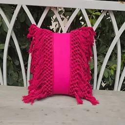 THROWPILLOW Fuchsia Embellished Square Cotton Cushion Cover-10
