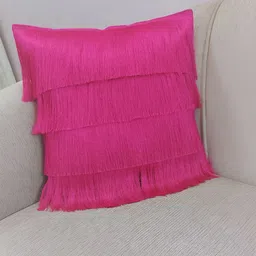 THROWPILLOW Magenta Embellished Square Cotton Cushion Cover-21