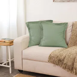 House This Sage Green 2-Pieces Cotton Square Cushion Covers-image-82