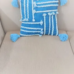 THROWPILLOW Teal Blue & White Geometric Embroidered Square Cushion Cover-image-27