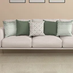 ROSARA HOME Joey Olive & White 5 Pieces Geometric Floral Square Cushion Cover-image-72