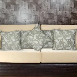 Texstylers Grey & white 5 Pieces Ethnic Motif Cotton Square Reversible Cushion Covers-image-70