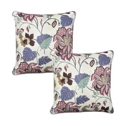 TANLOOMS White & Blue Set of 2 Floral Square Cushion Covers-image-83