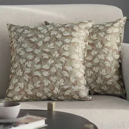GM Gold-Toned & White Set of 2 Floral Square Cushion Covers-57