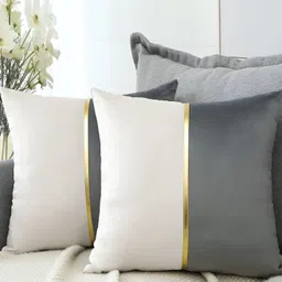 Vinayaka Fab Grey & White 2 Pieces Velvet Square Cushion Covers-picture-23